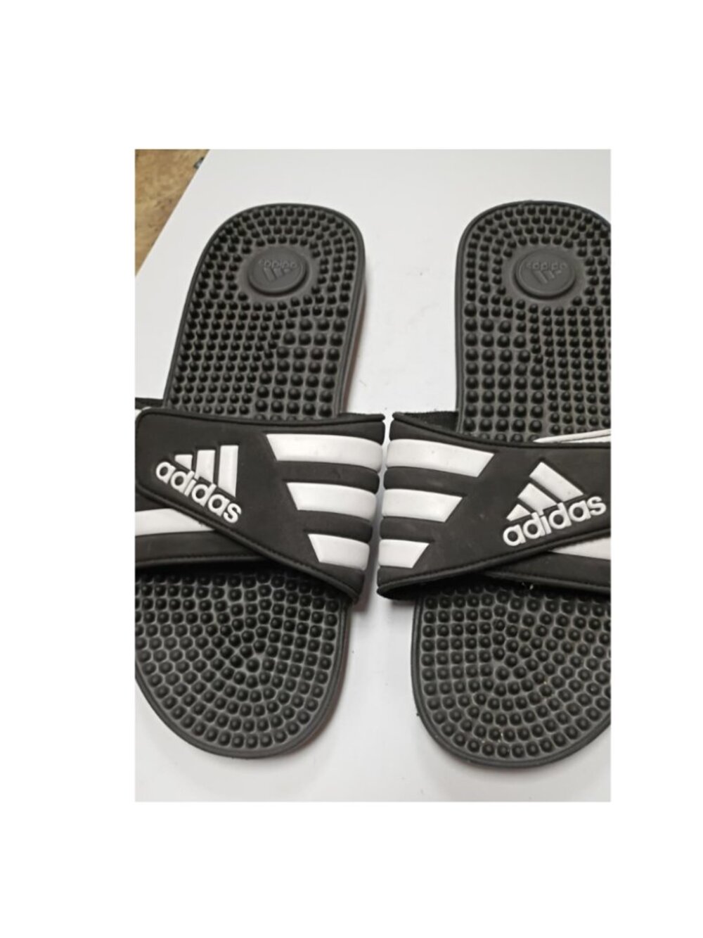 Adidas Men's Adissage TND Adjustable Massage Slide Sandals - Black/White